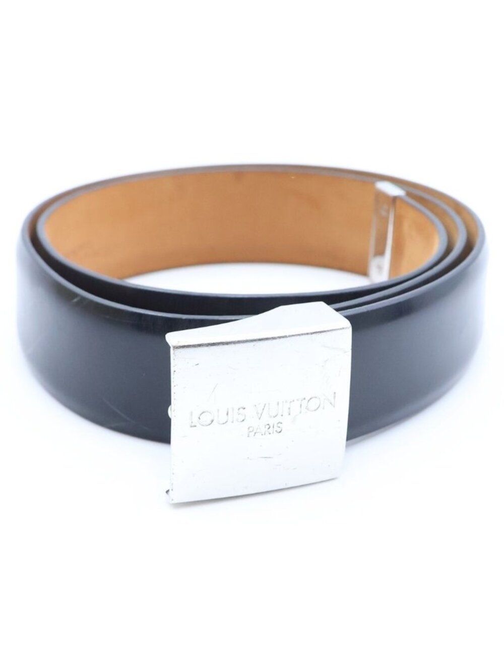 Louis Vuitton Ceinture Carre Buckle Belt Black Brown Leather